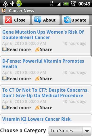 Cancer news Android app