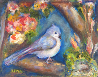 The Song Bird Keeps Singing, an oil painting by Adria Di Maria