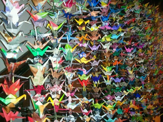 Origami cranes hanging in Deirdre Durant's home