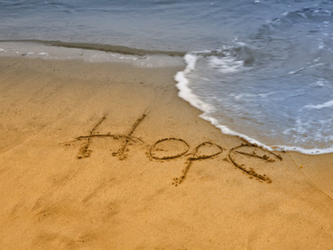 Hope, in sand