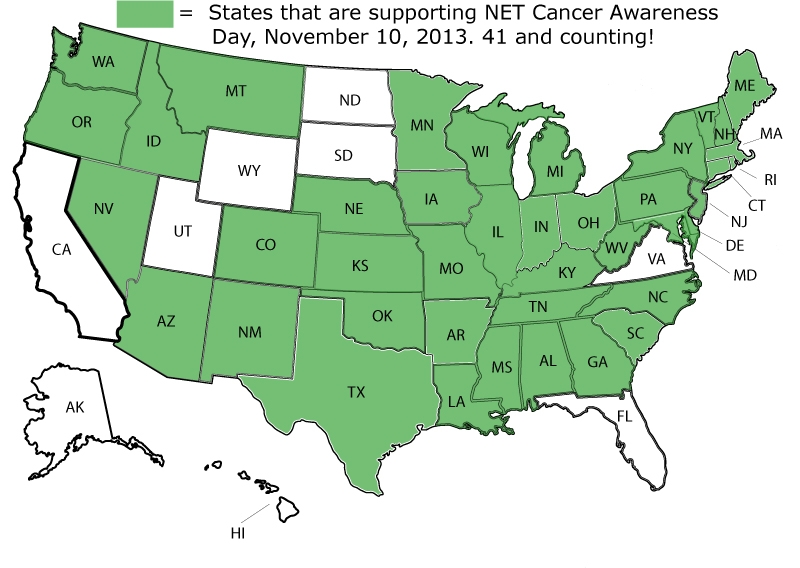 US Governors Supporting NET Cancer Awareness Day 2013