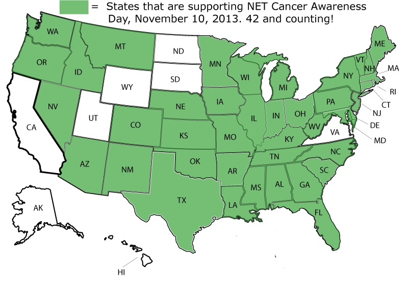 42 US Governors Supported NET Cancer Awareness in 2013