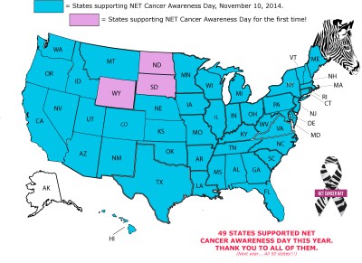 NET Cancer Day proclamation map, 49 states, Nov 14, 2014