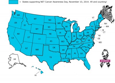 NET Cancer Day proclmation map 2014, 49 states