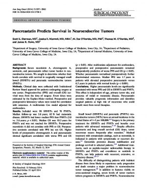 Pancreastatin Predicts Survival in Neuroendocrine Tumors