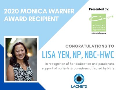 Monica Warner Award 2020, Lisa Yen, LACNETS, recipient